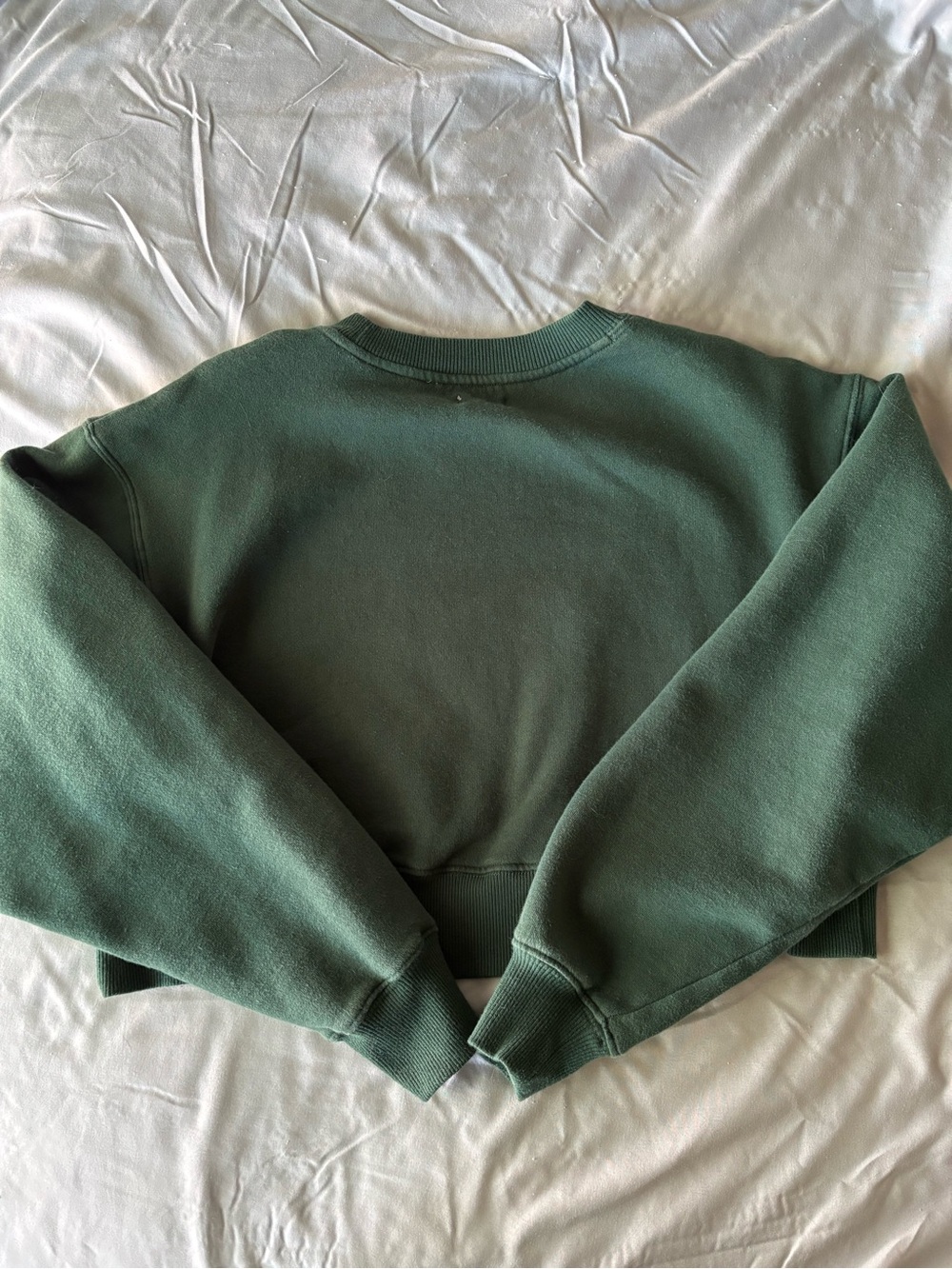 Forest Green Cropped Crewneck Sweatshirt - Picture 4 of 6